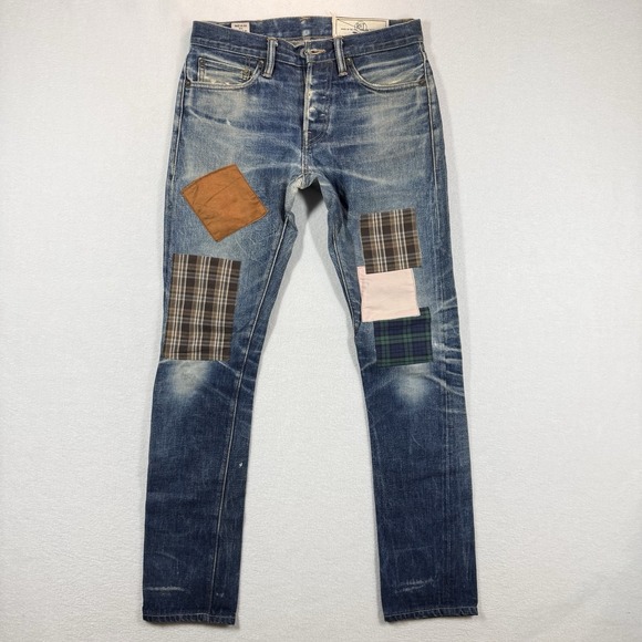 Rogue Territory Jeans Mens 28x32 Japanese Selvedge Patched Repaired Kurt Cobain